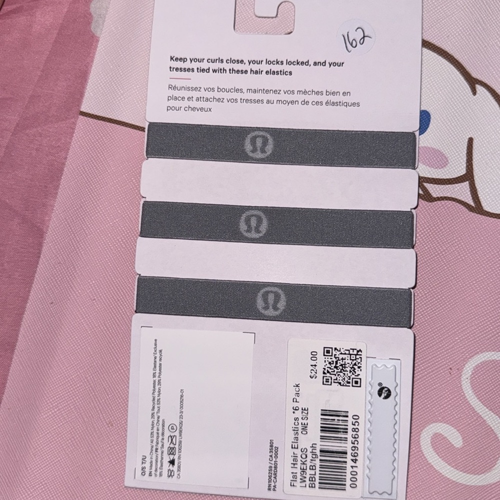Lululemon Flat Hair Elastics *6 Pack *NWT Black/Silver - Picture 3 of 3